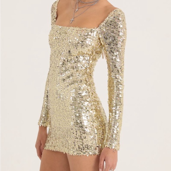 XS gold cocktail sequin dress - Picture 3 of 5